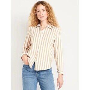Old Navy 100% Cotton The Boyfriend Stripe Long Sleeve Button Down Collar Shirt M